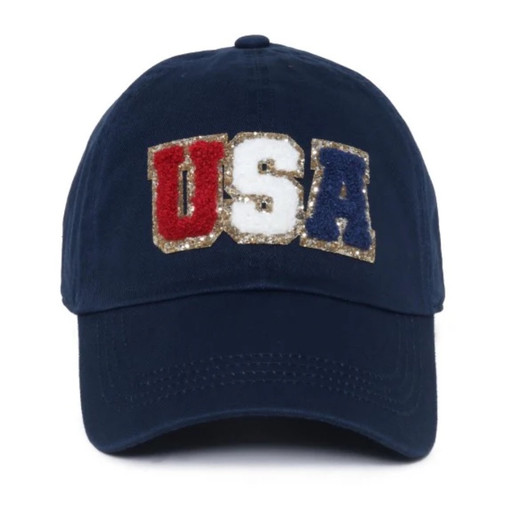 Navy Blue USA Embroidered Women's Cap